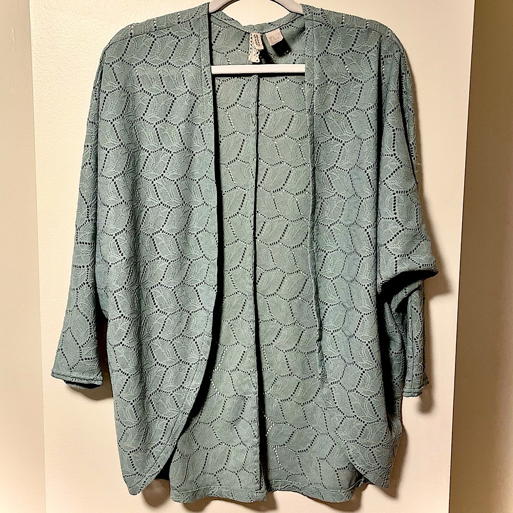 H&M Divided Women’s Lace Cardigan with Long Dolman Sleeves in Soft Mint Green